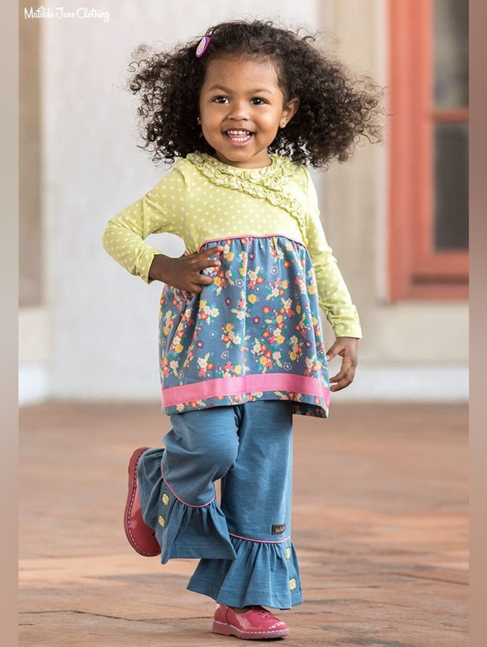 Matilda Jane Make Believe Front Row Tunic Dress 18-24M Floral Polka Dot